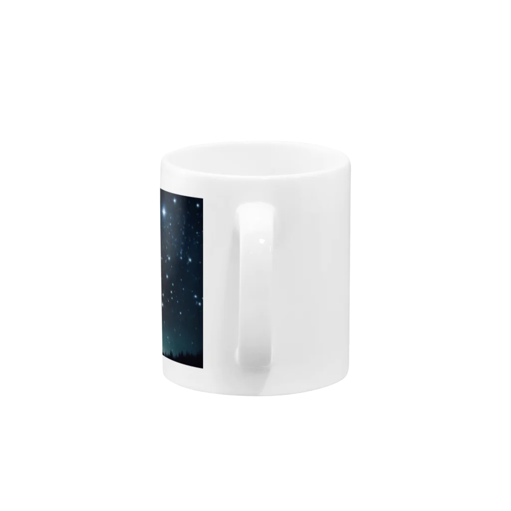 ビビッドストアの星を眺めるかわいい熊 Mug :handle