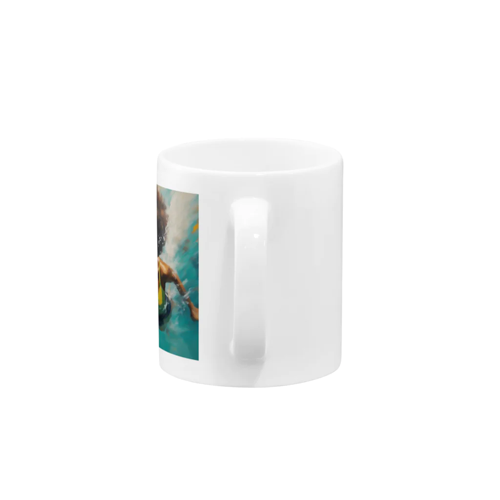 qloの海の世界を楽しむ女性 Mug :handle