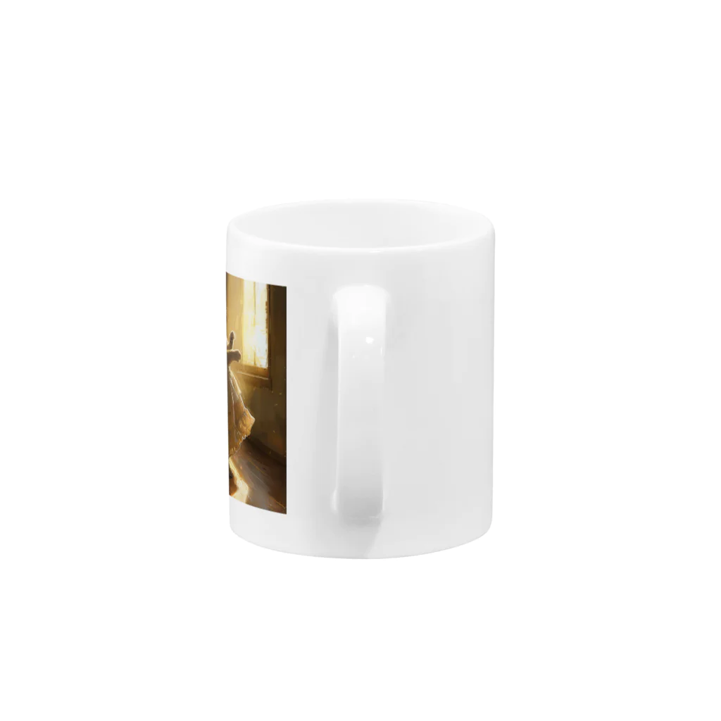 AQUAMETAVERSEの神々しい光を浴びる猫姫 アメジスト 2046 Mug :handle