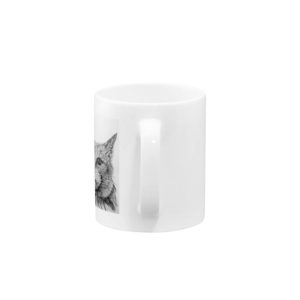でんちゃんの鉛筆画の猫ちゃん Mug :handle
