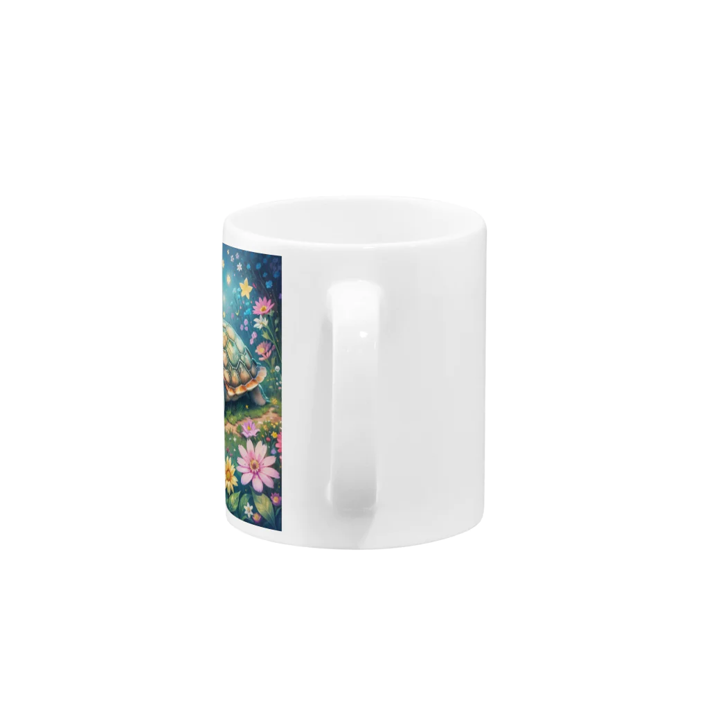 モノモノクローゼットの花とカメ Mug :handle