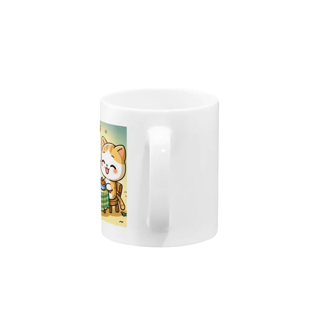 子猫カーニバルの子猫の男の子と女の子の仲良くご飯 Mug :handle
