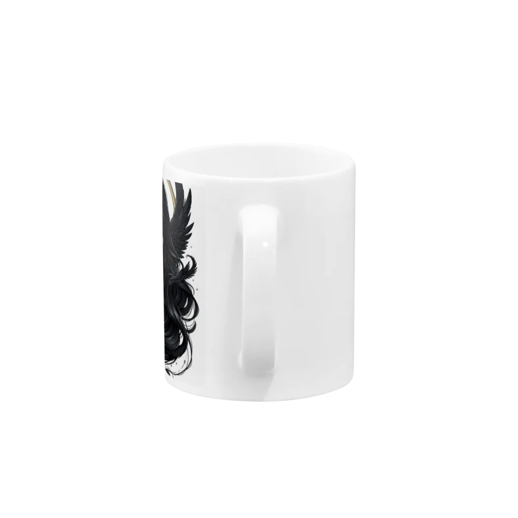 嘴綺_shiro_の黒髪烏の女性ステッカー Mug :handle