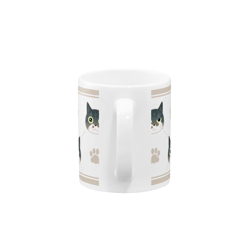 サバ白雑種猫のなめこちゃん屋のなめこちゃんマグカップ（パターン茶） Mug :handle