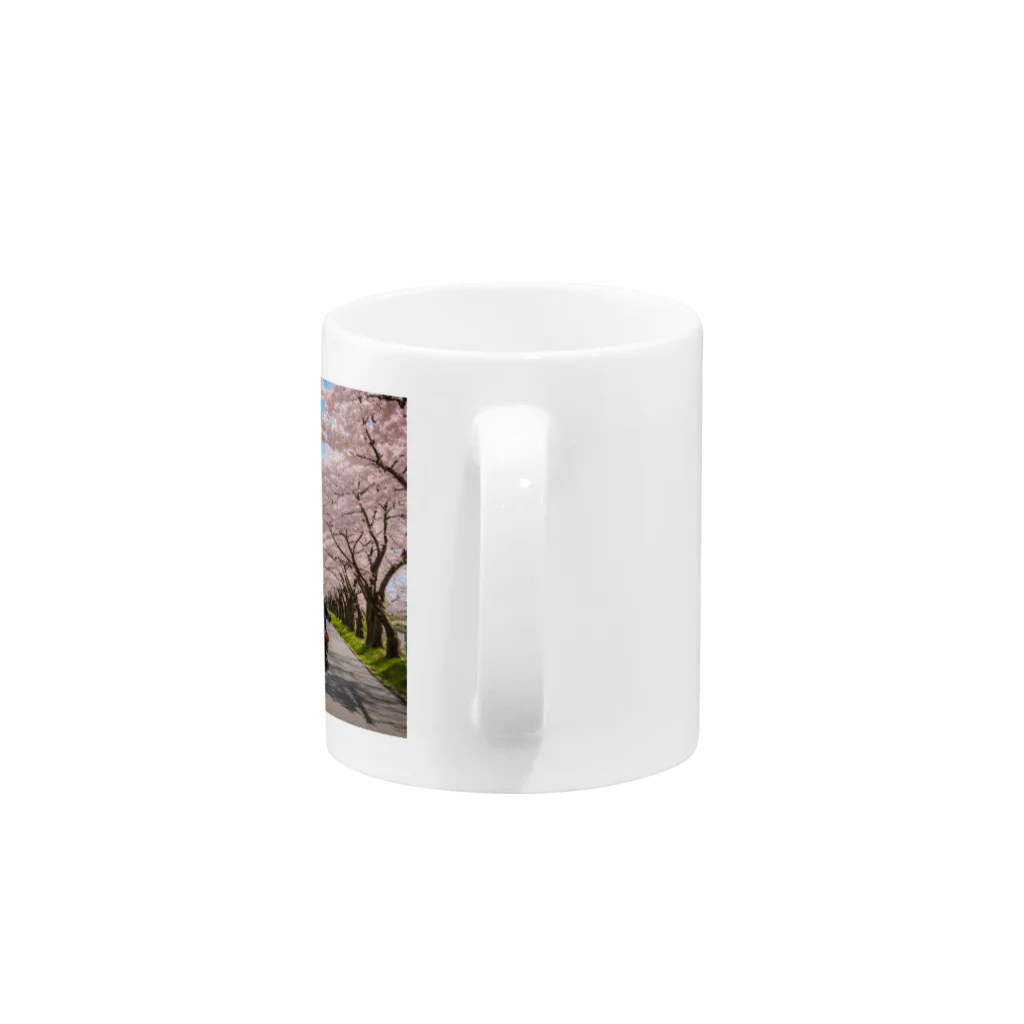 the blue seasonの春の息吹と共に - 桜のトンネルを駆ける Mug :handle