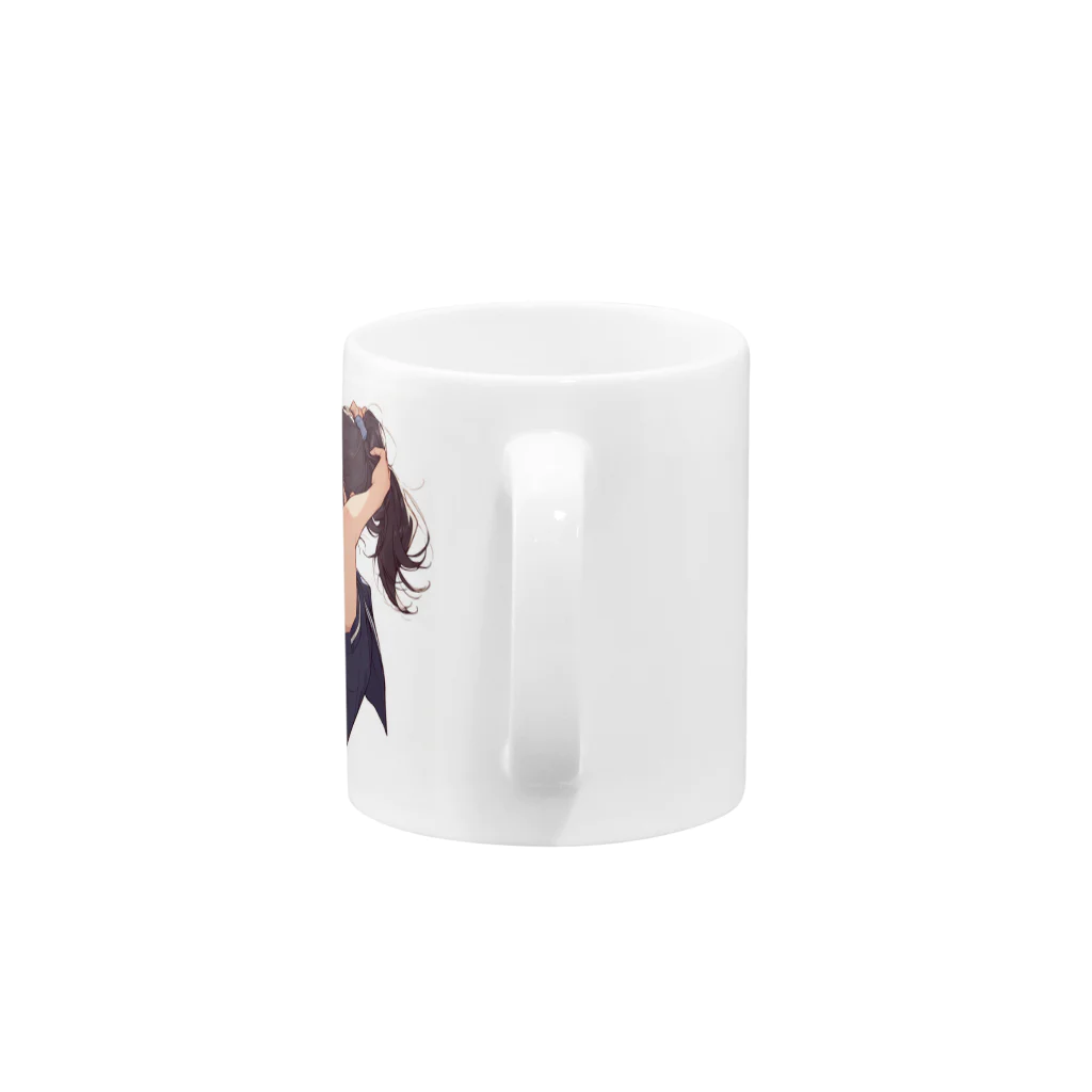 AQUAMETAVERSEのポニーテールがセクシーな女の子　BLUE PLUM  691 Mug :handle