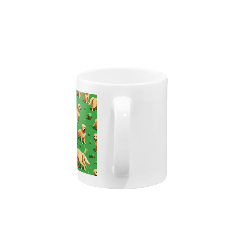 kinnirono-inuのドット絵　たくさんのゴールデンレトリバー２ Mug :handle