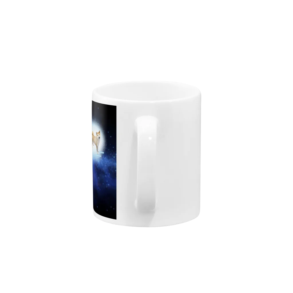 はらぺちーの【雨宿り雑貨店】の宇宙犬 (うちの柴犬さくら) Mug :handle