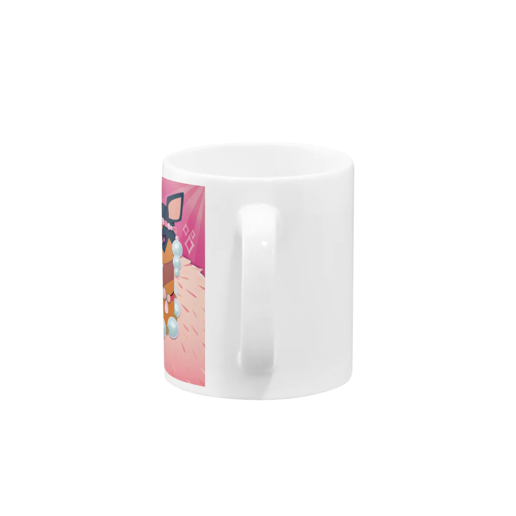 ざいまる屋のミニチュアピンシャーとピンクパール Mug :handle