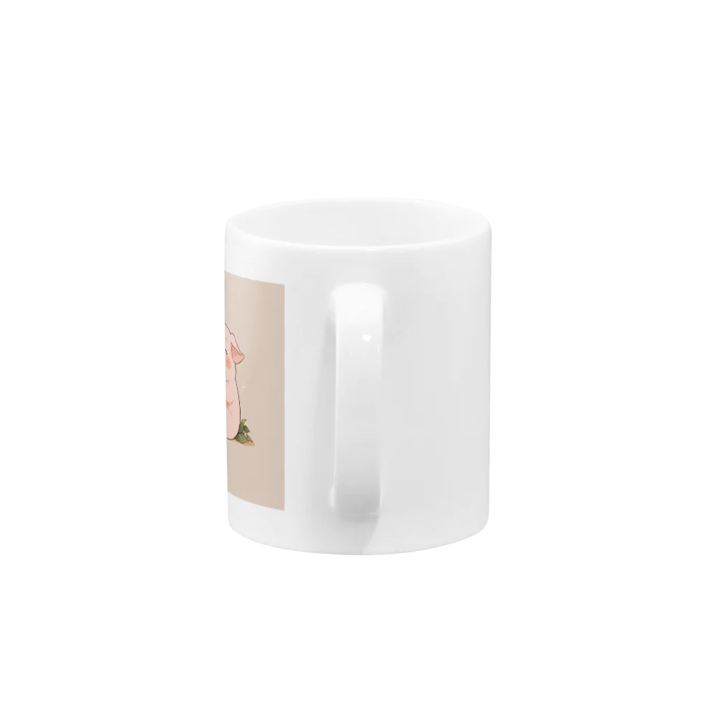 ganeshaのかわいいブタが本を読んでいる Mug :handle