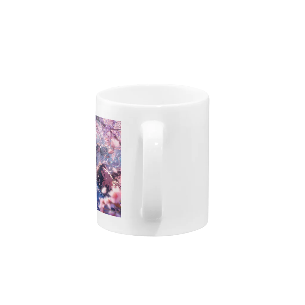 AQUAMETAVERSEの桜の花の木の下で昼寝をする家族　なでしこ1478 Mug :handle