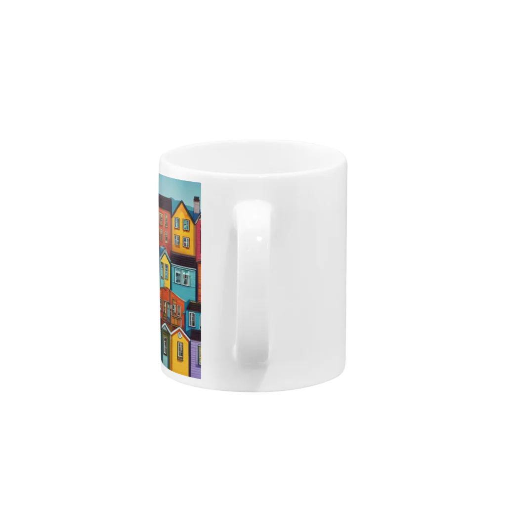 piasのオリジナルグッズアイテム通販のカラフルな家並み Mug :handle