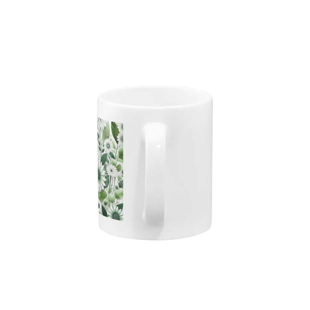 アミュペンの数学的で洗練されたデザインの白と緑の花 Mug :handle