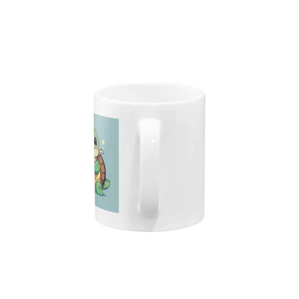 ganeshaのおもちゃの本を持ったかわいいカメ Mug :handle