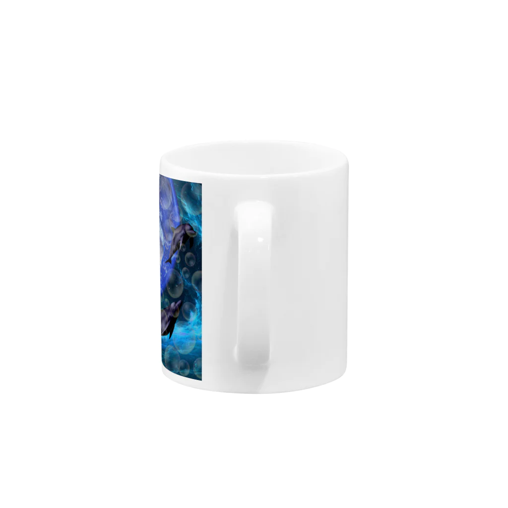 地上の楽園のイルカと宇宙 Mug :handle