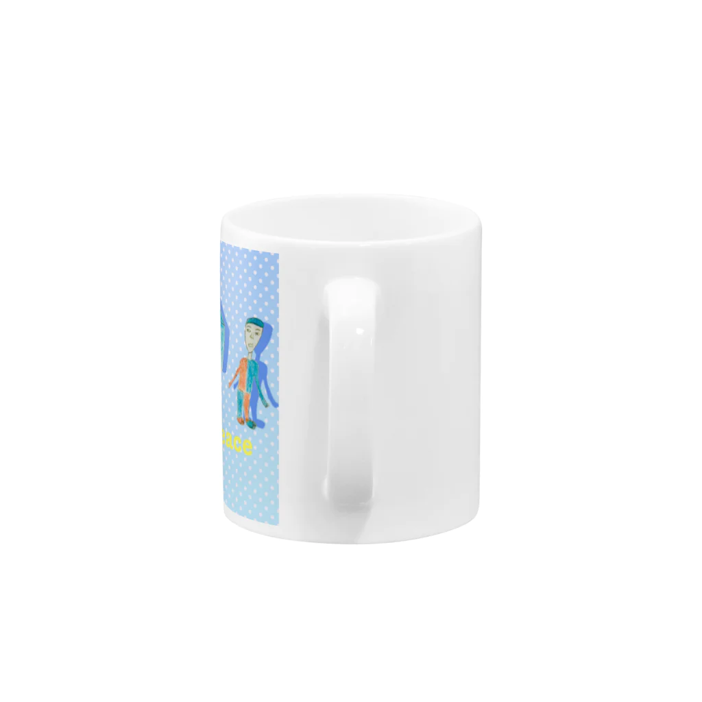 Tamon-TamonのLove & Peace ブルードット Mug :handle