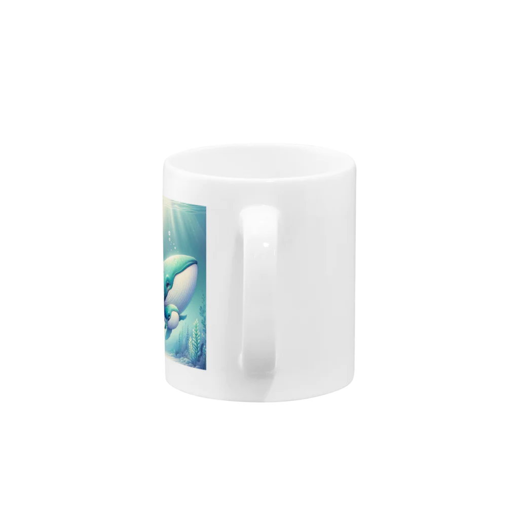 わくわく海の雑貨屋のほのぼのクジラの親子 Mug :handle