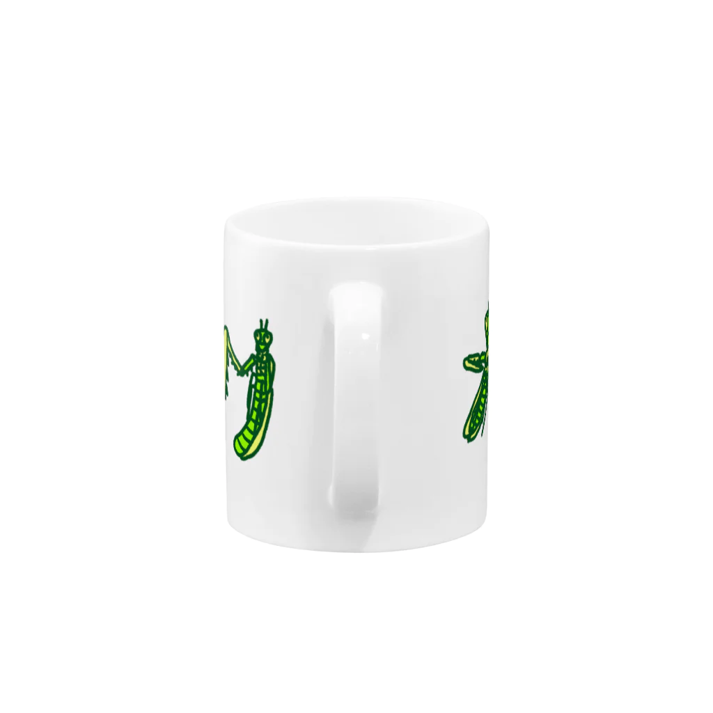 さちこの生物雑貨の昆虫フォント カマキリ Mug :handle