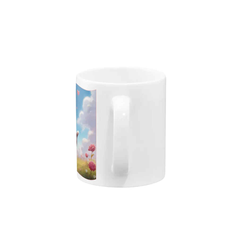 chibi_hikariのCute Kitten with Pink Heart Cloud Mug :handle