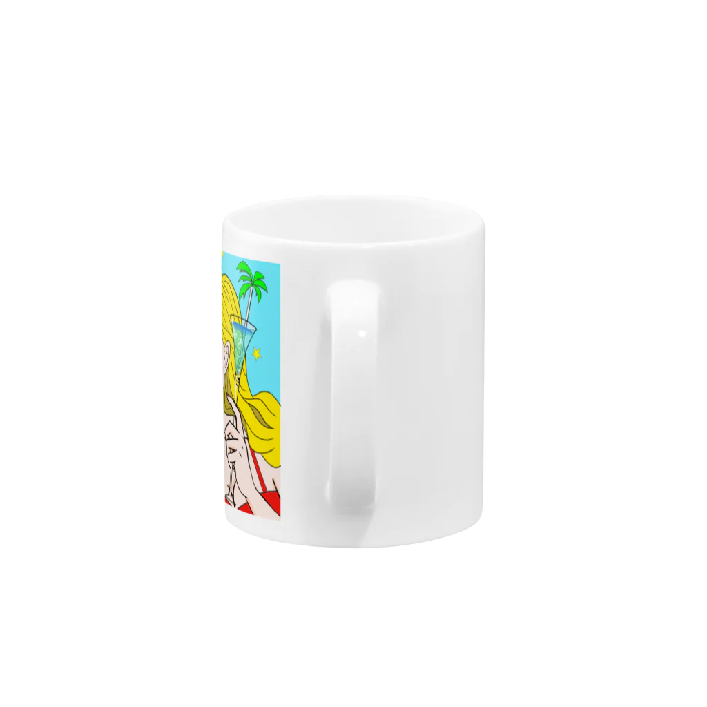 M-CREAMSODAのポップアート　ヤシマドラー Mug :handle