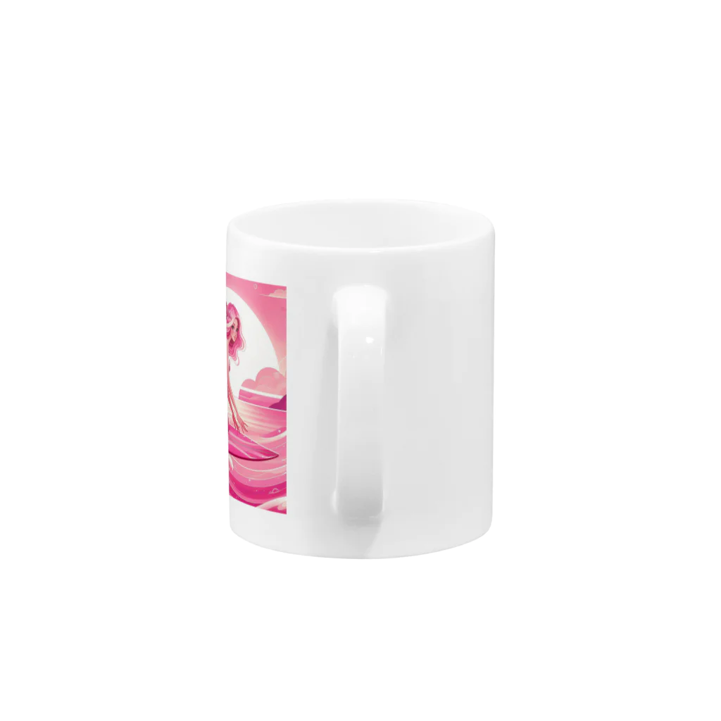 pinkgalmermaidのピンク　マーメイド　サーフィン Mug :handle