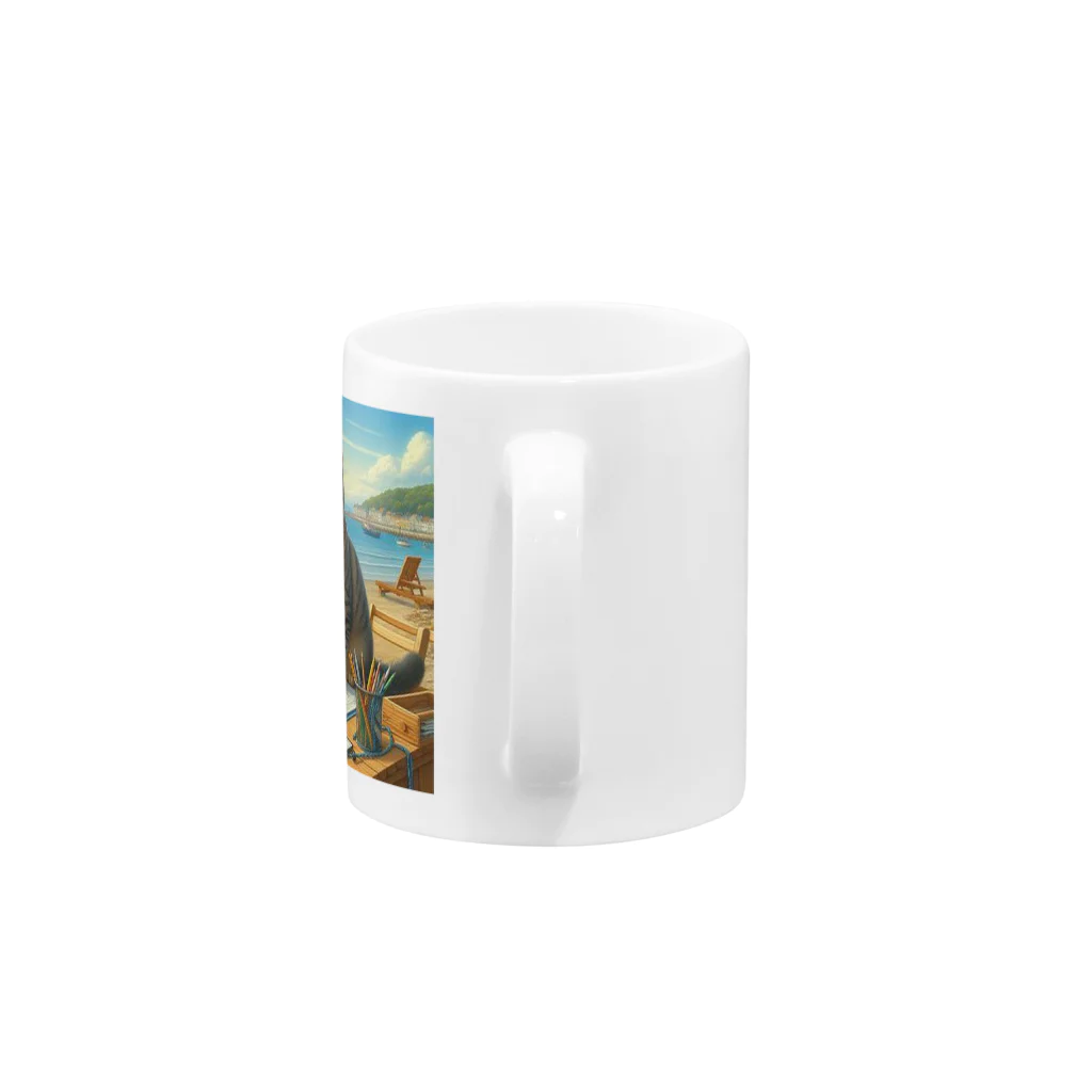 peace2024の海辺の仕事猫 Mug :handle