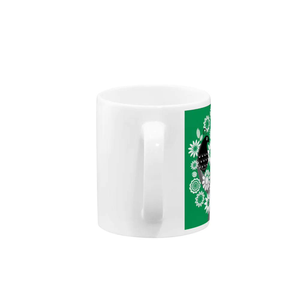 echicaのGreen Tree Black Bird Mug :handle