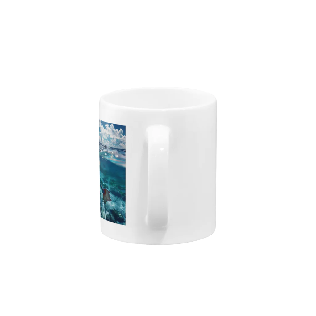 AQUAMETAVERSEのモルジブの大海原で人魚が泳いでいますsanae2074 Mug :handle