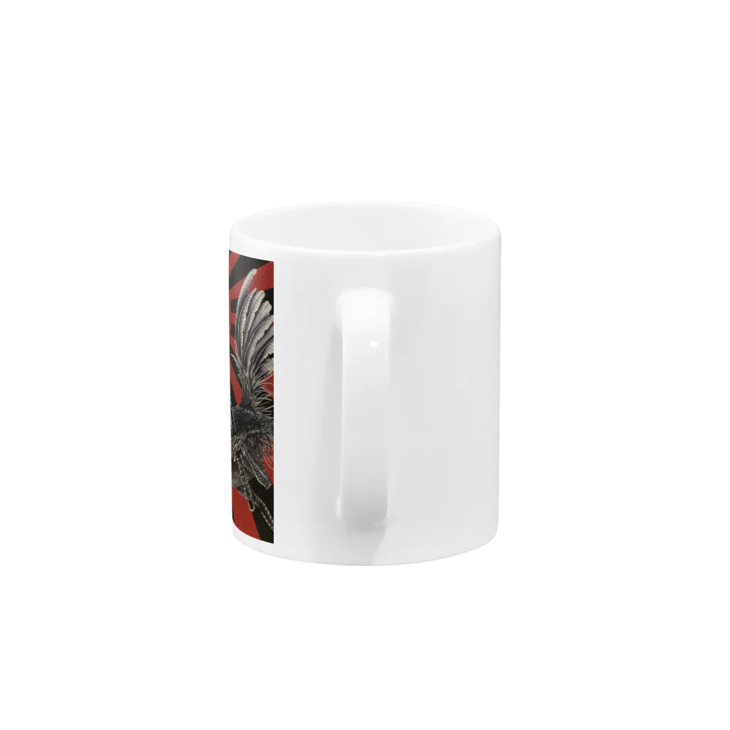森羅万象庵の旭日旗に鶏 Mug :handle