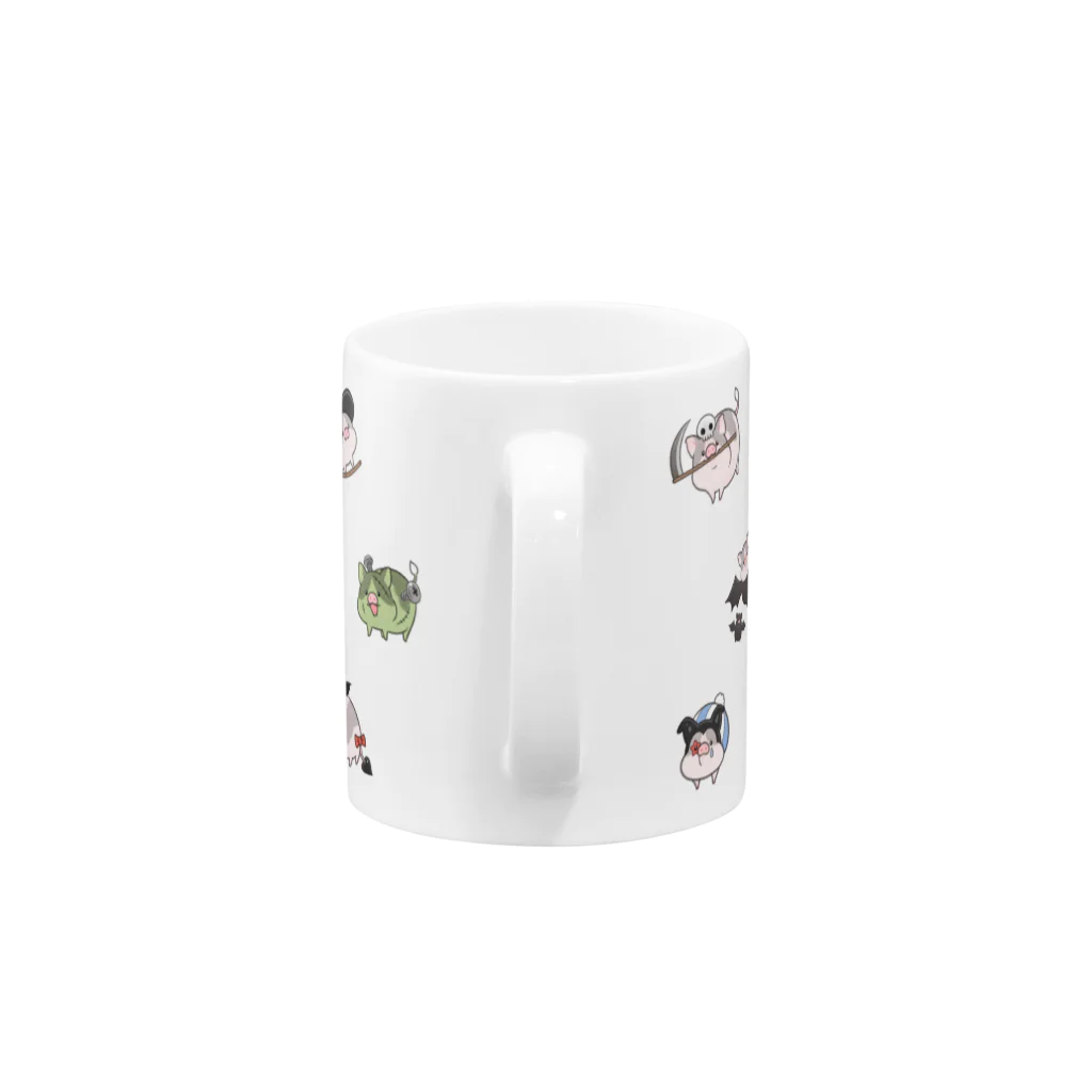 しらたまちゃんSHOPu〜🐽のハロウィン Mug :handle