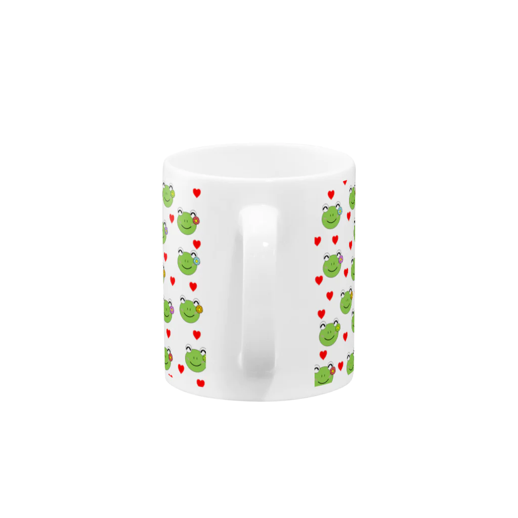 🐸かえるさんと仲間たち🐸のカラフルな花のかえるさん Mug :handle