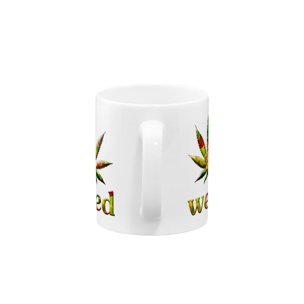 PlantyのレインボーWeedマグカップ/ティーカップ/大麻/マリファナ/コーヒーカップ Mug :handle
