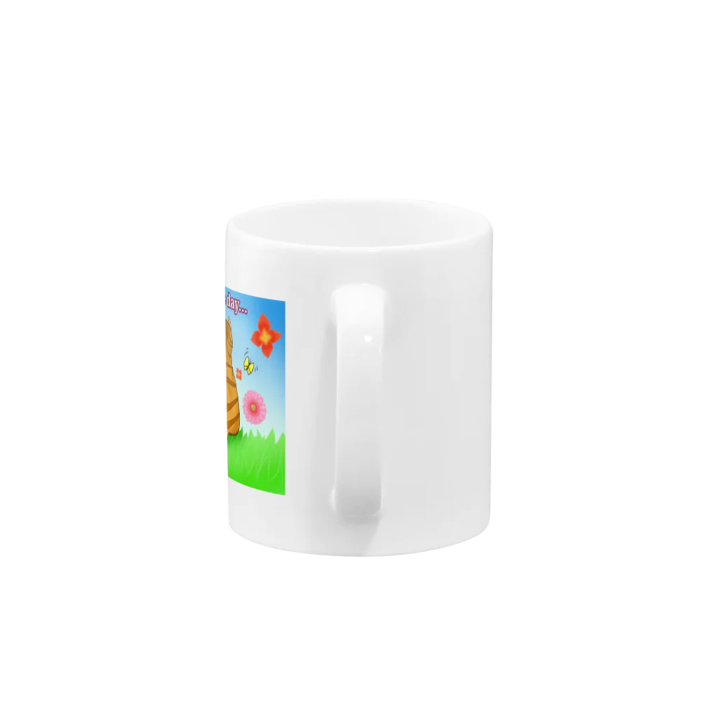 Lily bird（リリーバード）の仲良し猫さん 英語ロゴ付き Mug :handle