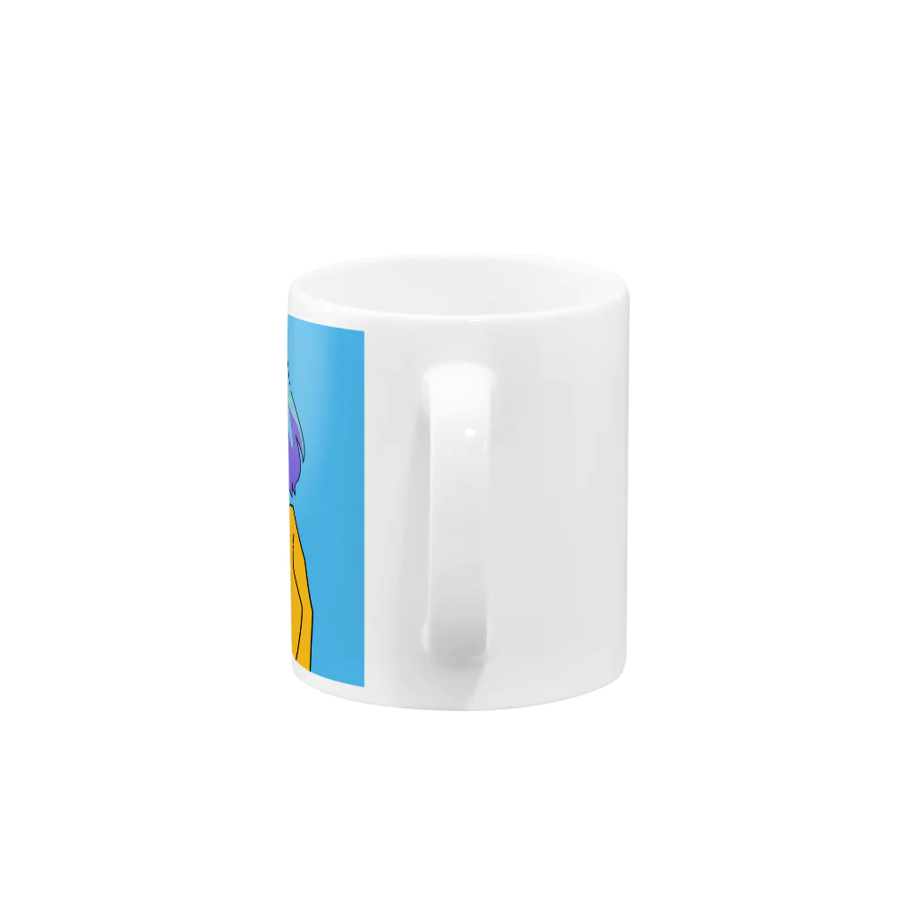 かる の しょっぷのレトロポップガール　あお Mug :handle