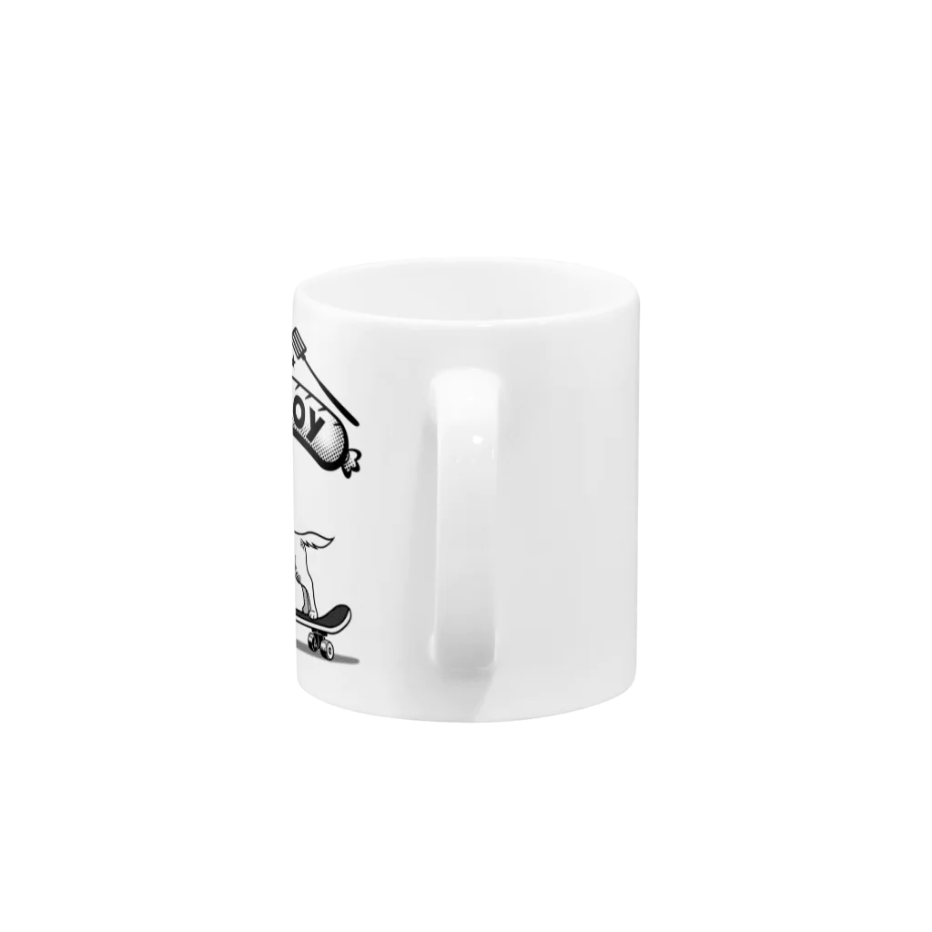 nidan-illustrationのhappy dog -ENJOY- (black ink) Mug :handle