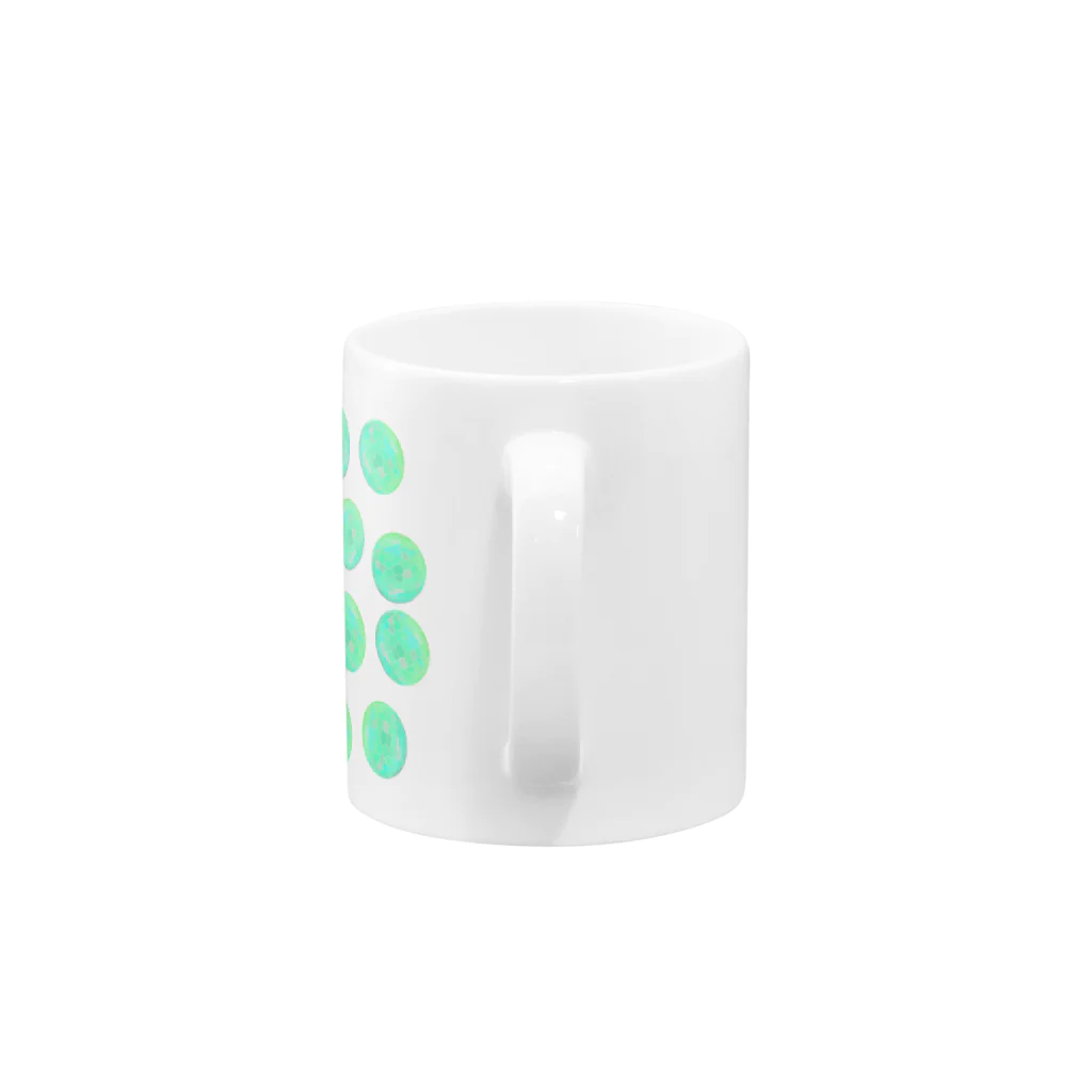 水草のグリーン玉いっぱい Mug :handle