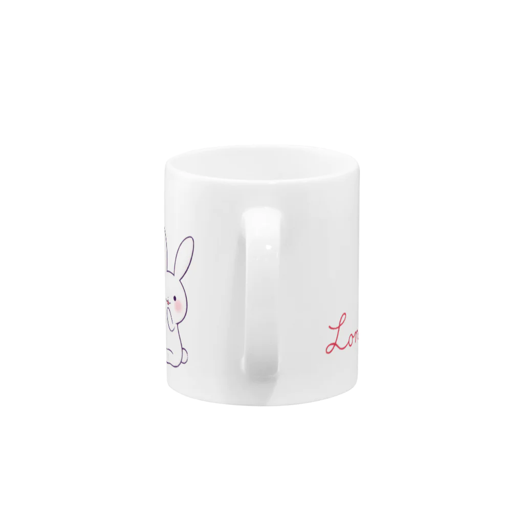 おがわゆきこの寂しがりうさぎ（赤い糸・ペアマグ・白） Mug :handle