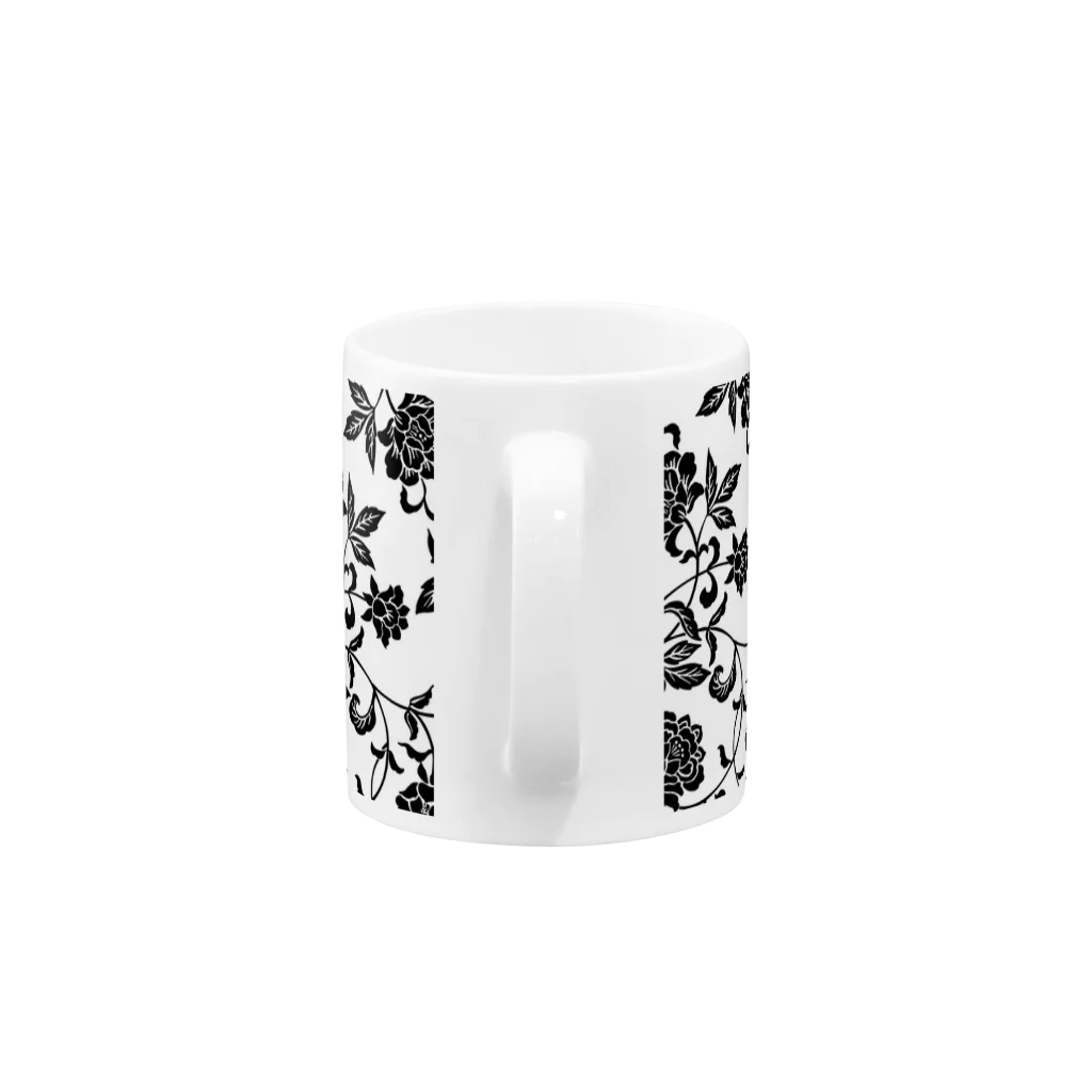 くろの花柄 Mug :handle