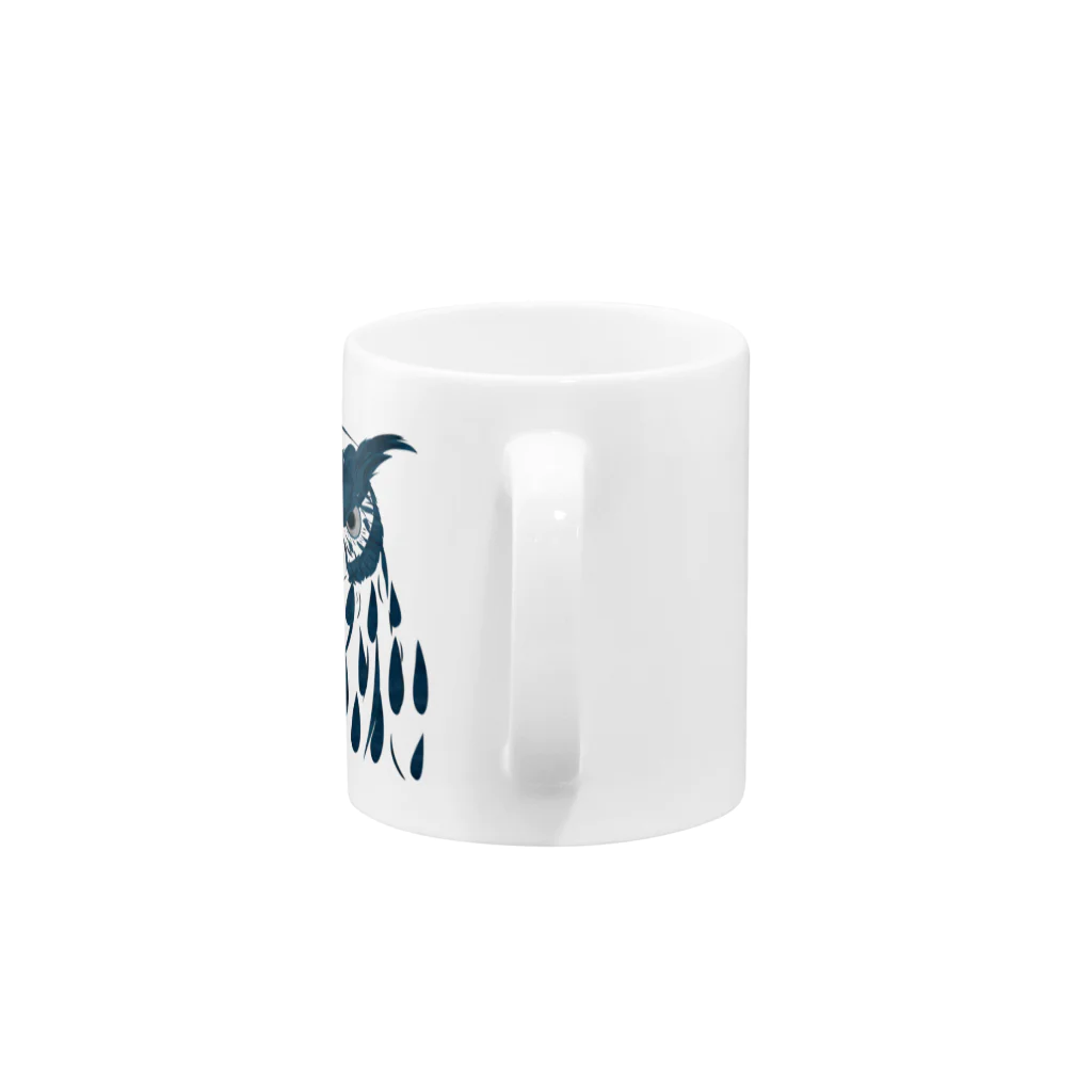 ツルマルデザインのフクロウ・藍 Mug :handle