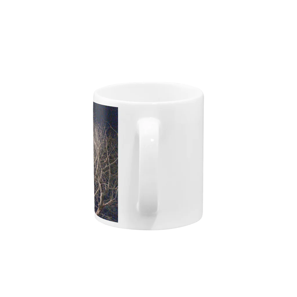 watashiwatashiの夜の木 枝ぴんぴん ウッドナイト Mug :handle