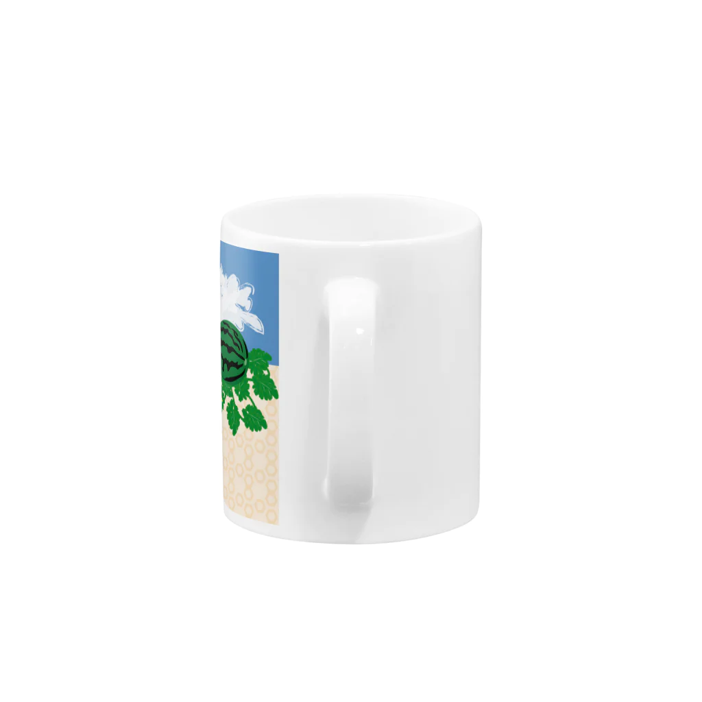 ジルトチッチのデザインボックスのスイカ畑の真っ赤なスイカのグッズです Mug :handle