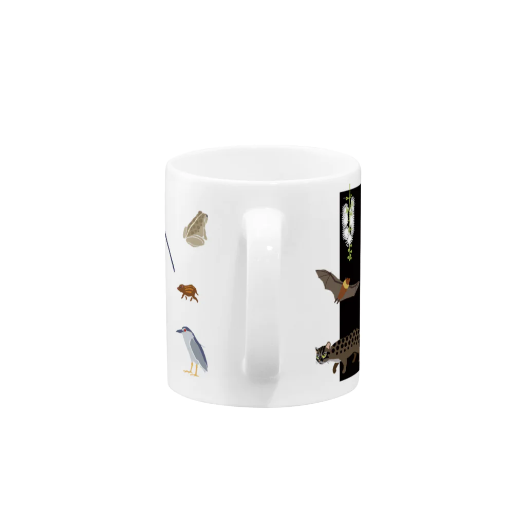 しまのなかまfromIRIOMOTEのしまのなかま IRIOMOTE（夜）文字なし Mug :handle