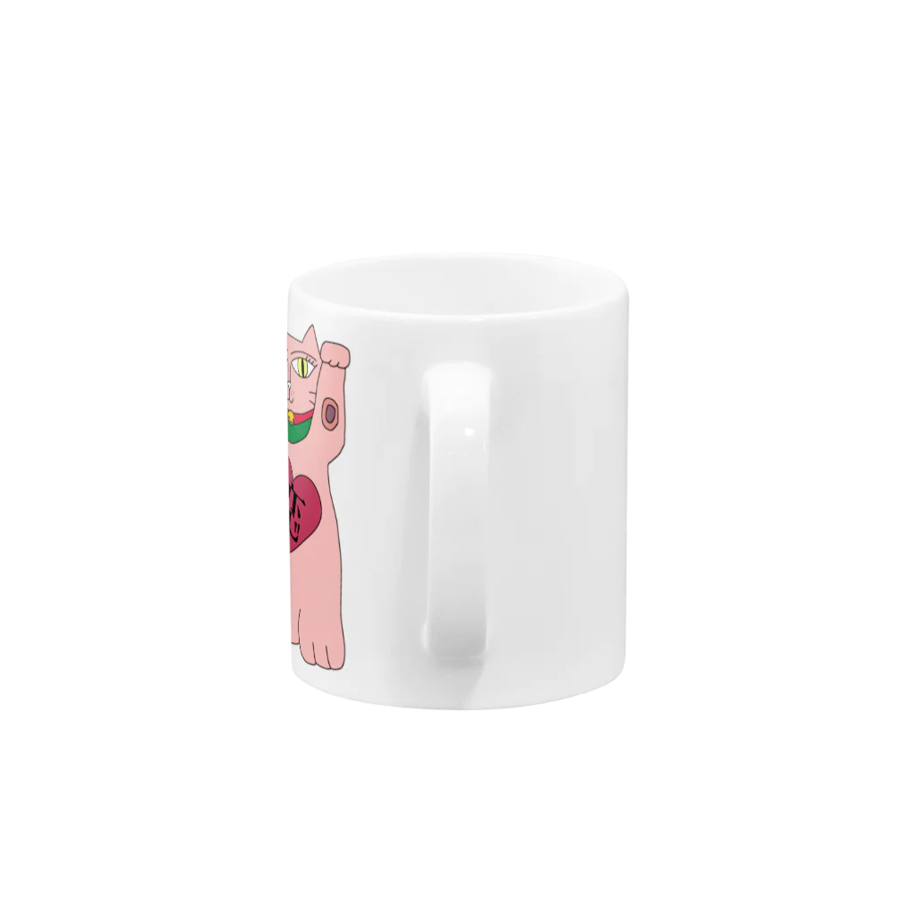 JIBARIMA雑貨のピンクの招き猫 Mug :handle