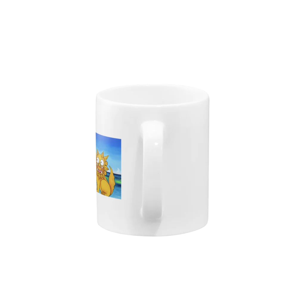 チョークアートゆらり沖縄の守り神シーサー Mug :handle