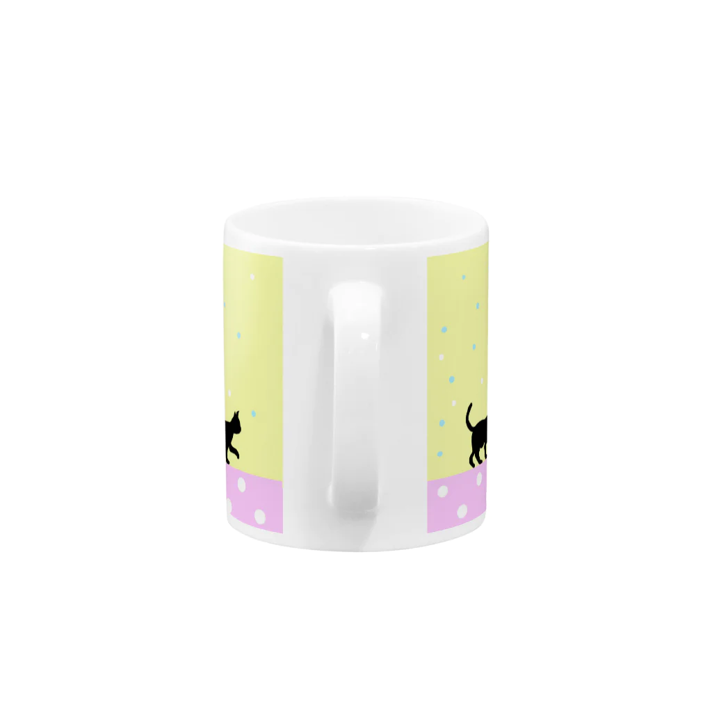 なないぬショップのクロネコのお散歩(ピンク) Mug :handle