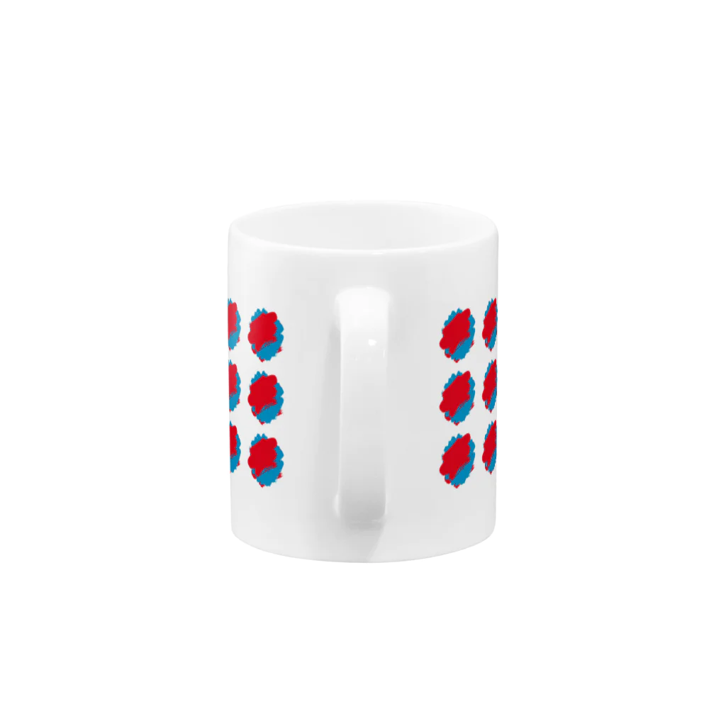 SANKAKU DESIGN STOREの赤青/青赤 ブラシ水玉模様。C Mug :handle