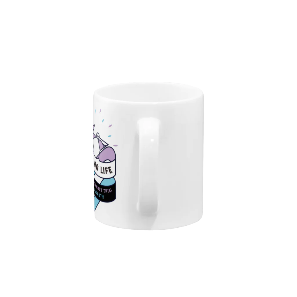 SANKAKU DESIGN STOREのNO SAKE NO LIFE。 レトロな紫×青 Mug :handle