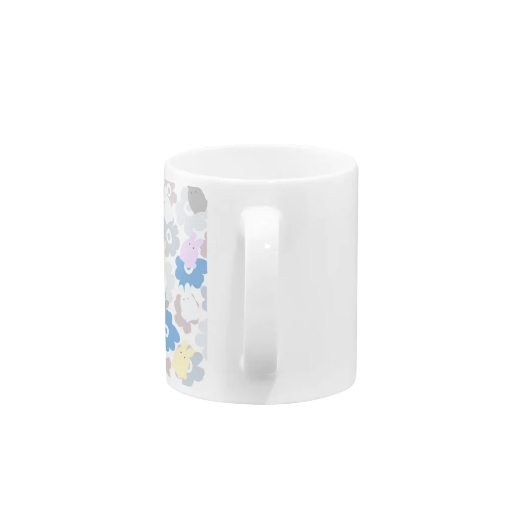 なでしこ@デザインの花柄×ウサギ Mug :handle