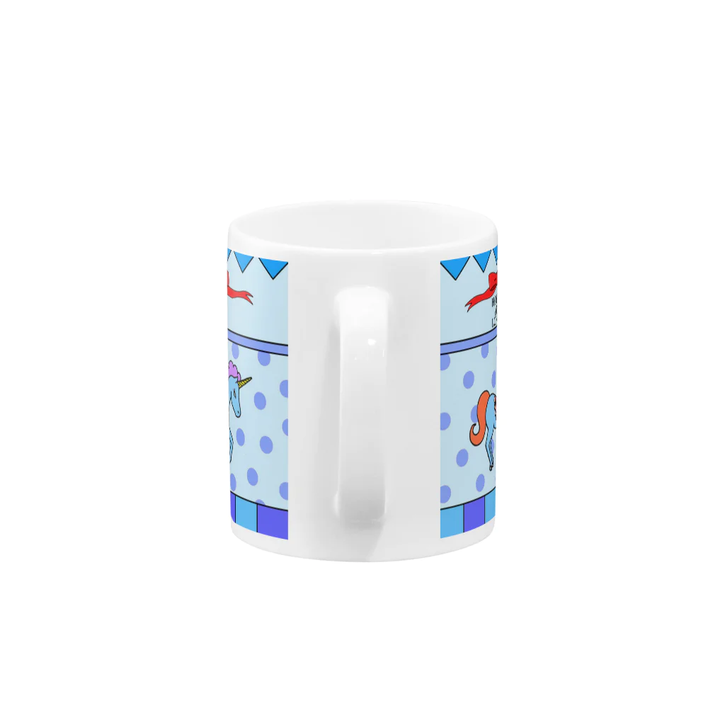 MY LONELY SPACEのユニコーンのメリーゴーランド (Blue) Mug :handle