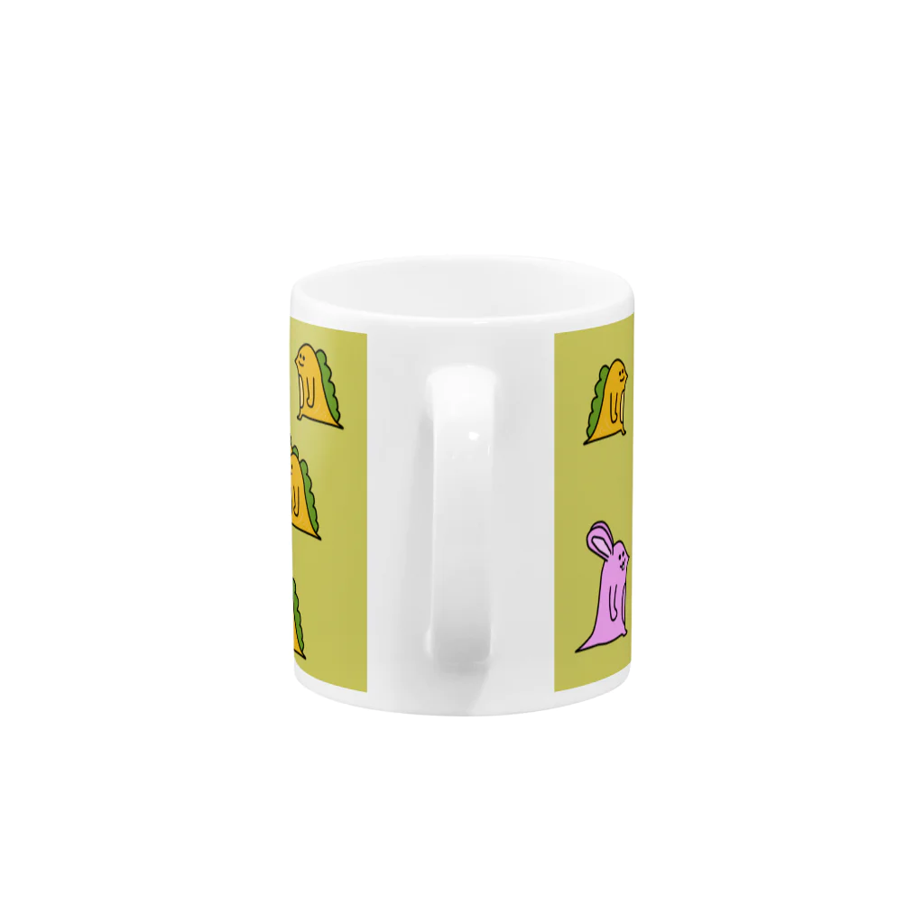 おぬしわんの店のウサギとニンジンサウルス Mug :handle